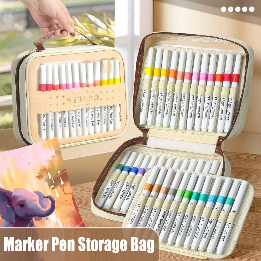 24/36/48/60/84/120 슬롯 마커 펜 보관 가방 대용량 지퍼 클로저 연필 가방 분리형 수채화 펜 보관 가방