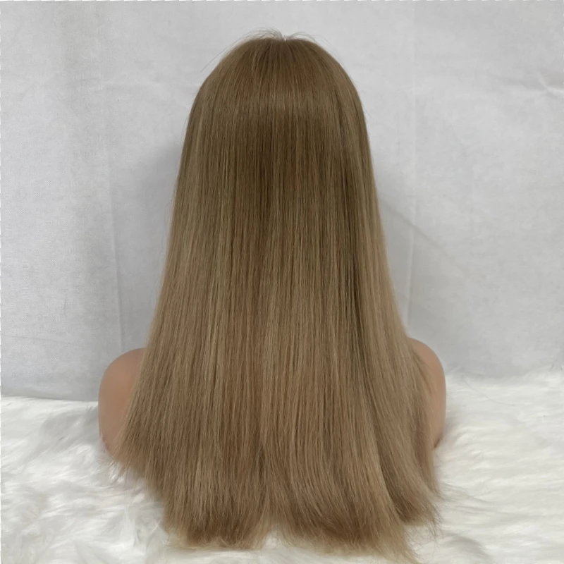 HD Swiss lace front wig full density Virgin human hair medium brown ombre color Small layer soft and breathable jewish wig