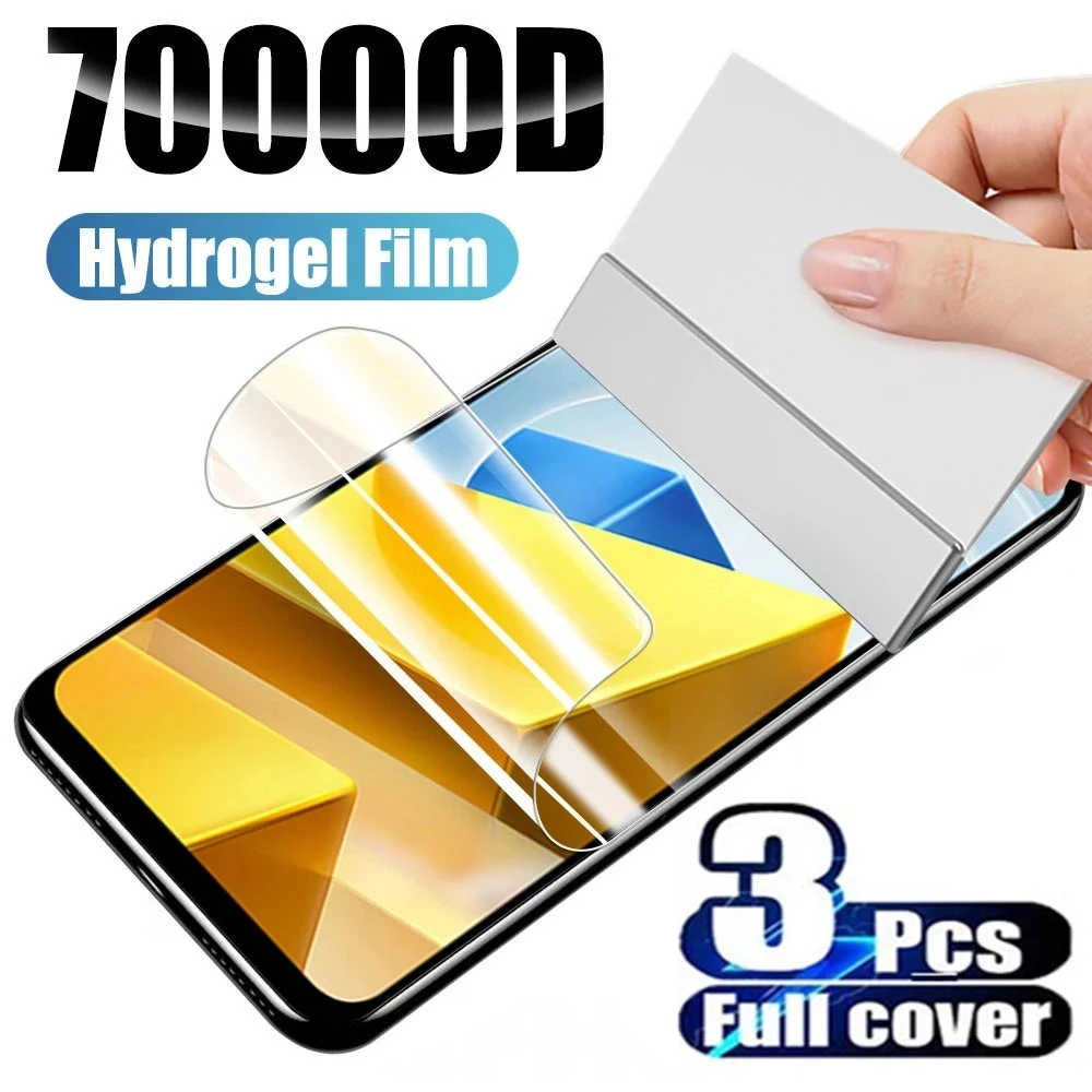 3PCS Hydrogel Film For Xiaomi Redmi Note 10 8 7 9s 9 Pro Screen Protector For Poco X3 M3 X3 Pro NFC F3 Full Protective Film