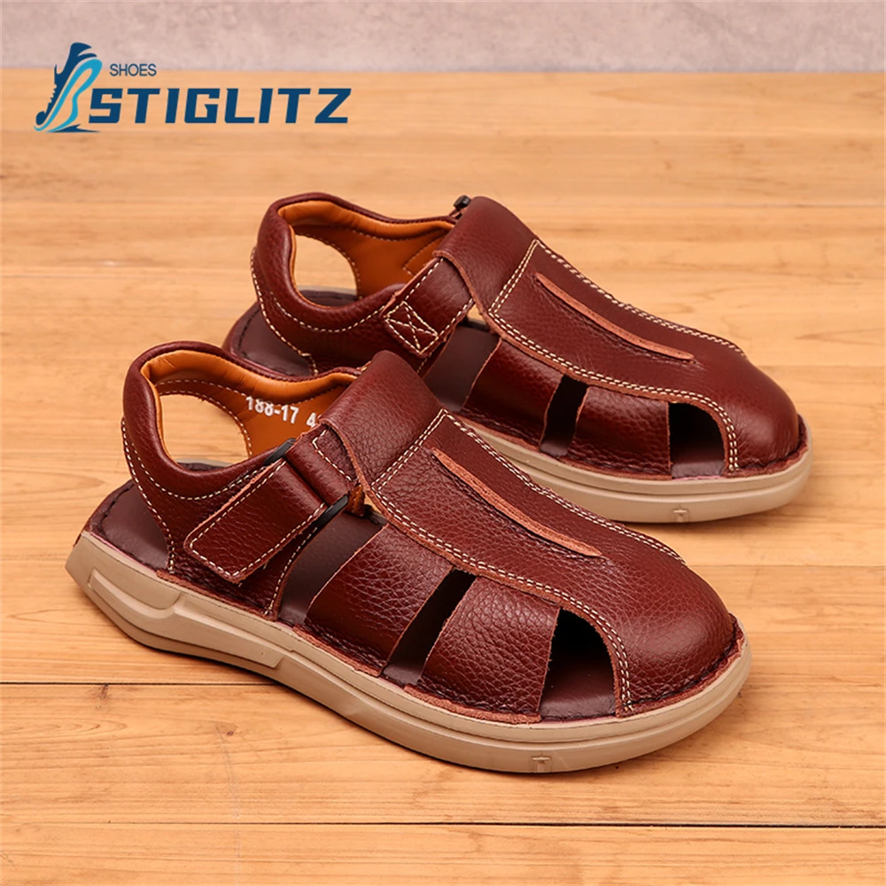 

Cutout Slingback Roman Sandals for Men Oxford Non-Slip Softsoled Outdoor Walking Comfortable Flat Shoes Plus Size Casual Shoes