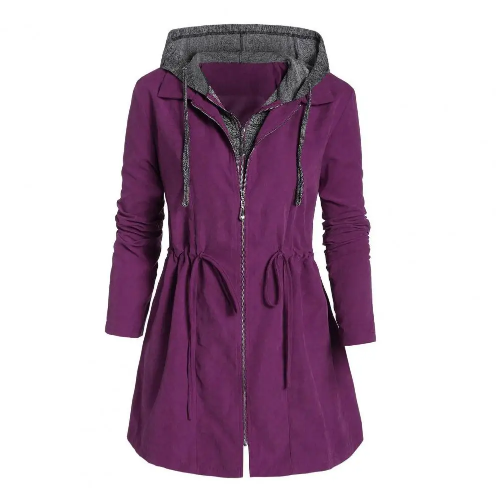 Veste d'hiver pour femme - Longue et chaude - Doublée en peluche - Avec capuche - Manteau en laine - Noir - Fermeture éclair - Parka épaisse et chaude - Veste de sursaison - Coupe-vent - Veste