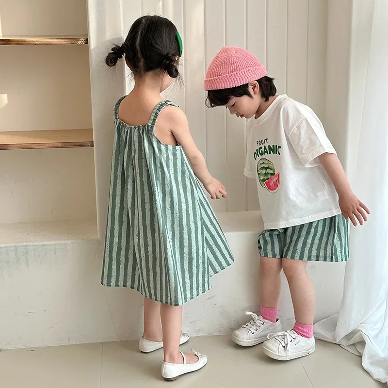 Cotton Striped Summer Clothes Set for Kids