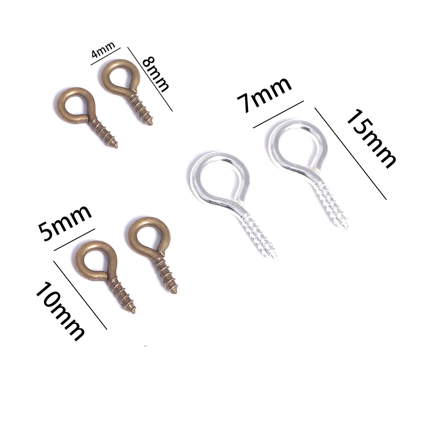 Small Screw Eyes Pin Hook Eyelets Screw Threaded Key Chain Hooks 12 x 5mm  Mini S