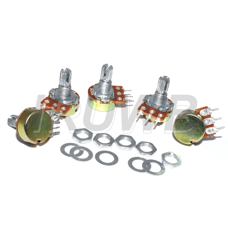 15mm Shaft 3Pin with Nuts and Washers WH148 B1K B2K B5K B10K B20K B50K B100K B250K B500K B1M Linear Taper Potentiometer Kit 5PCS