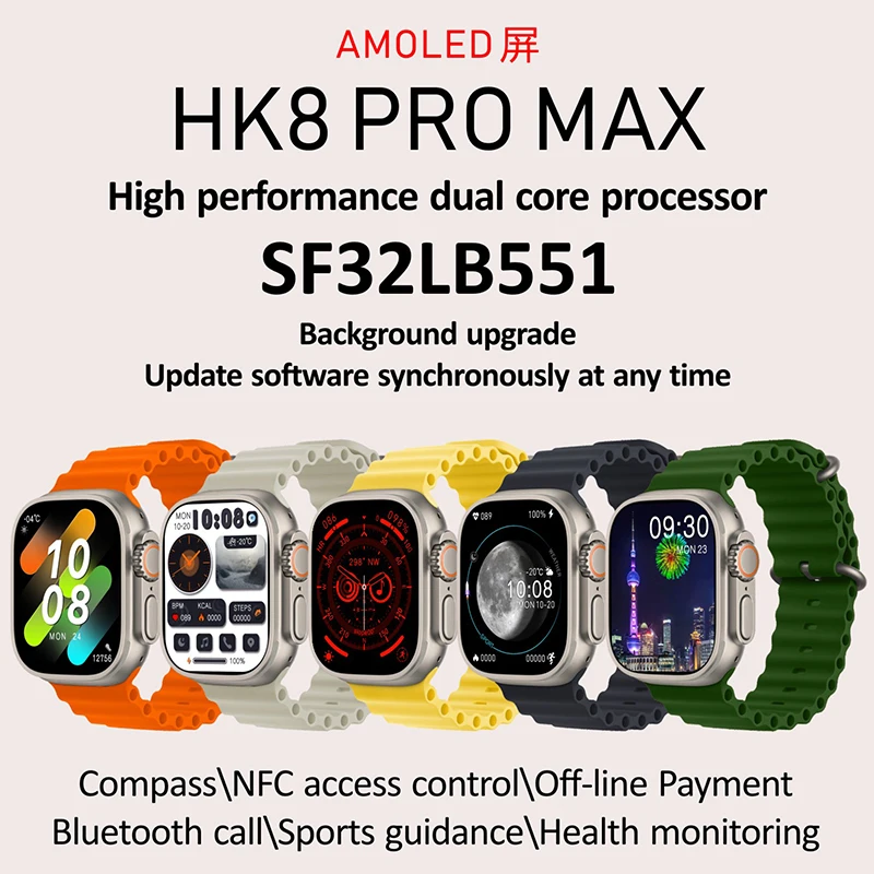 (  us) HK8  ƽ Ʈ Ʈ ġ  49mm AMOLED ũ ħ NFC Smartwatch  ƮϽ ð PK H12