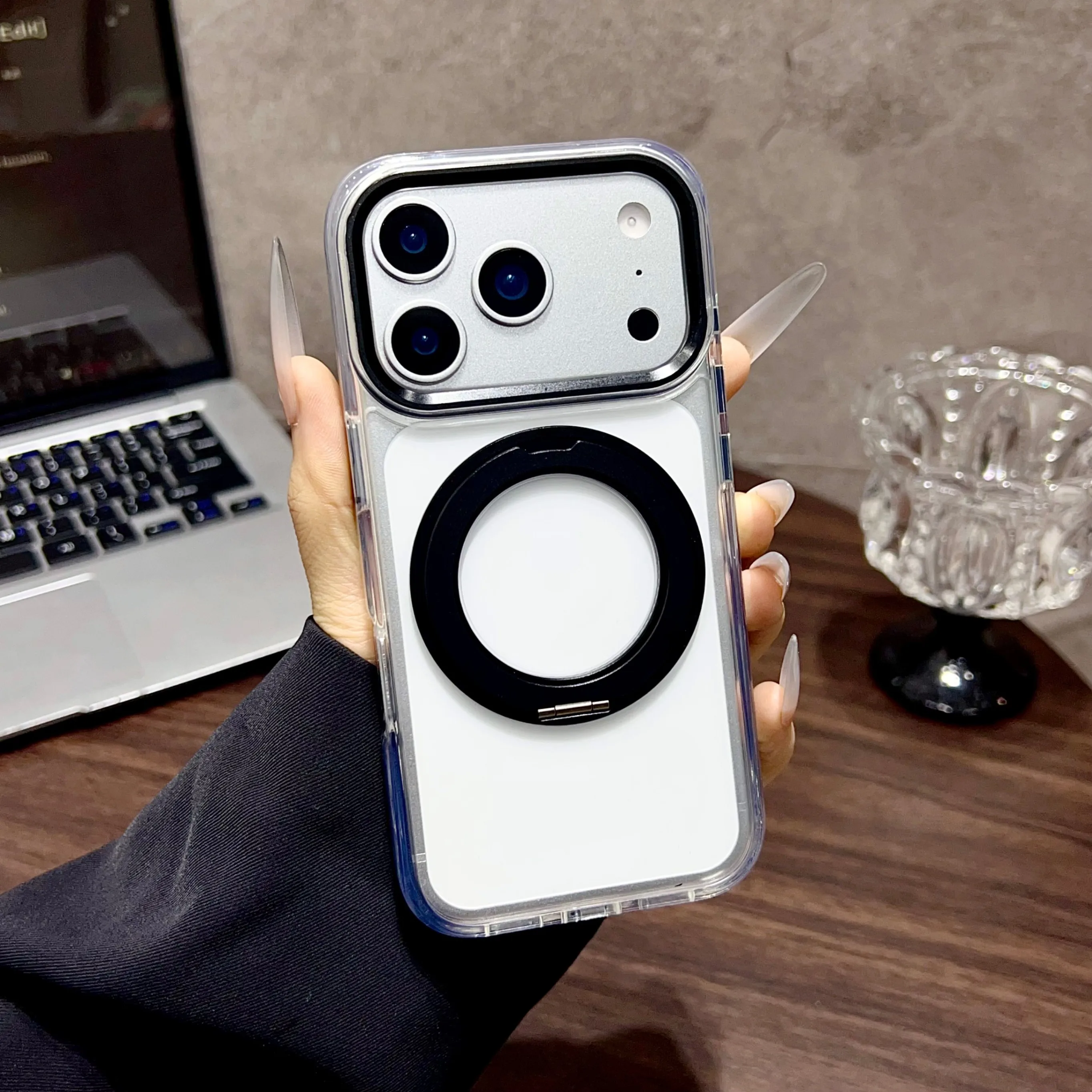 Rotating Stand Case with Magnetic Ring, Clicky Sound, and Military-Grade Drop Protection