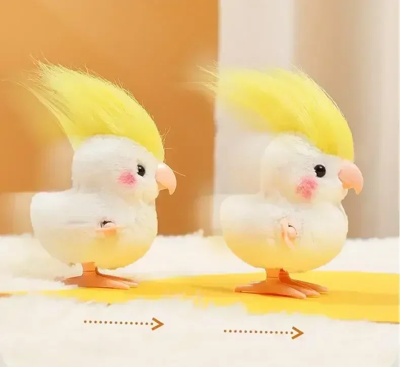 New Cute Jumping Parrot Duck Chick Clockwork Toy Yellow jumping chicken Simulation Plush Wind Up Vintage Toys Kids Gift