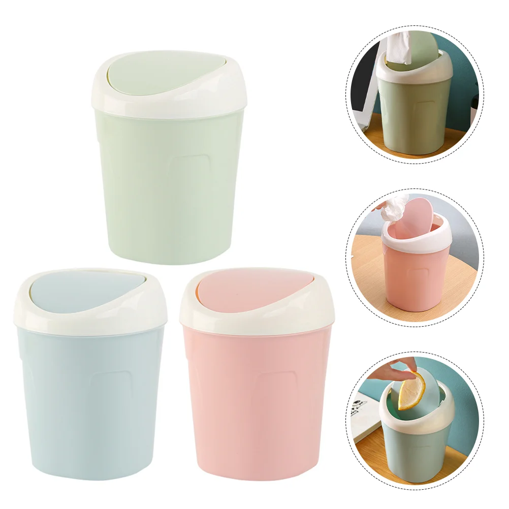 

Trash Can Desktop Garbage Container Waste Paper Basket Bin Reusable Bathroom Countertop Car