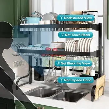 Expandable Over the Shelf Storage Organization, Kitchen Organizer, Tableware Drainboard, Free Shipping, Dish Drying Rack, Home 4