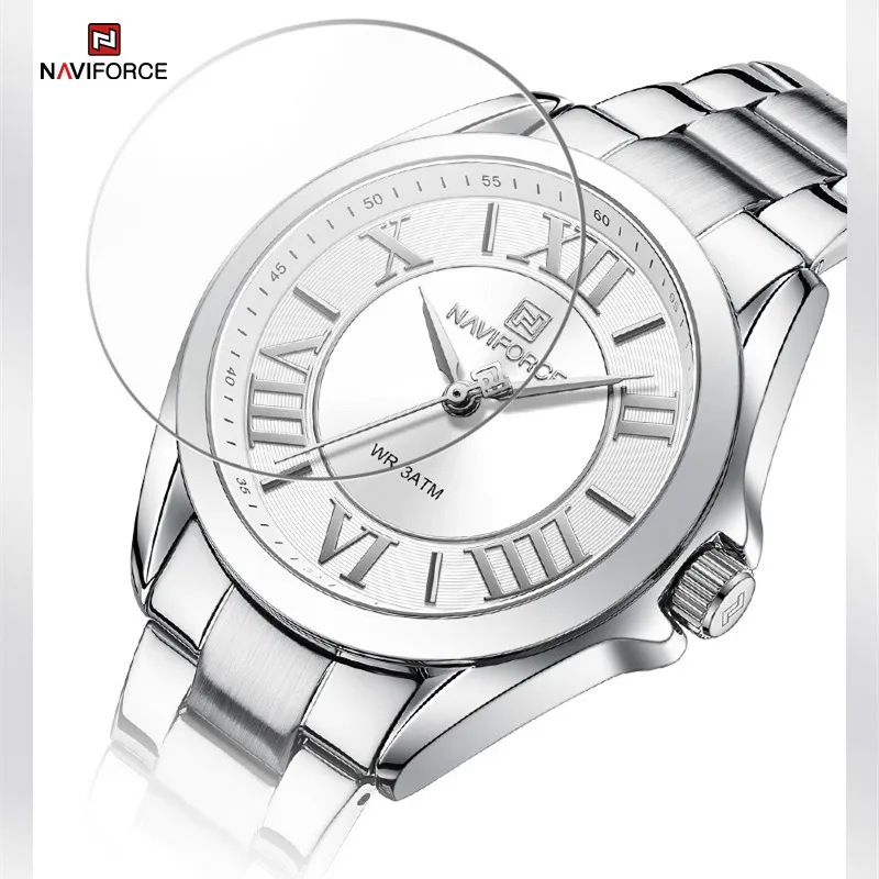 NAVIFORCE Women Watch Stainless Steel Bracelet Clock Luxury Elegant Quartz Ladies  Waterproof Wristwatches Relogio Feminino