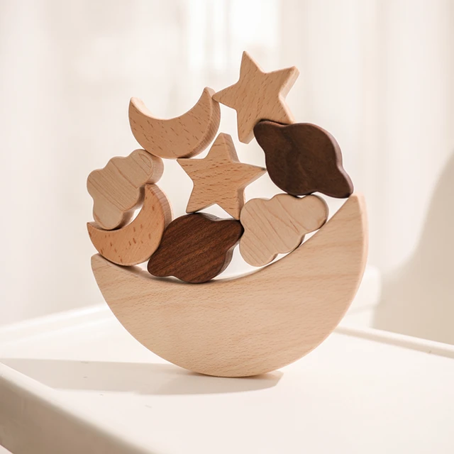 Baby Balance Building Blocks Wooden Stacking Toys Kids Educational Game Cartoon Toy Stacking DIY Montessori Toys Baby Gifts 1