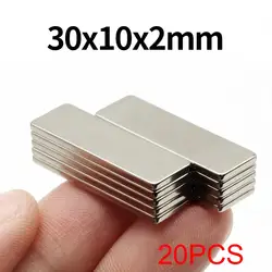 Super Strong Neodymium Magnet Block - 30x10x2mm - Premium Permanent Magnetic (30x10x2mm - 20pcs)
