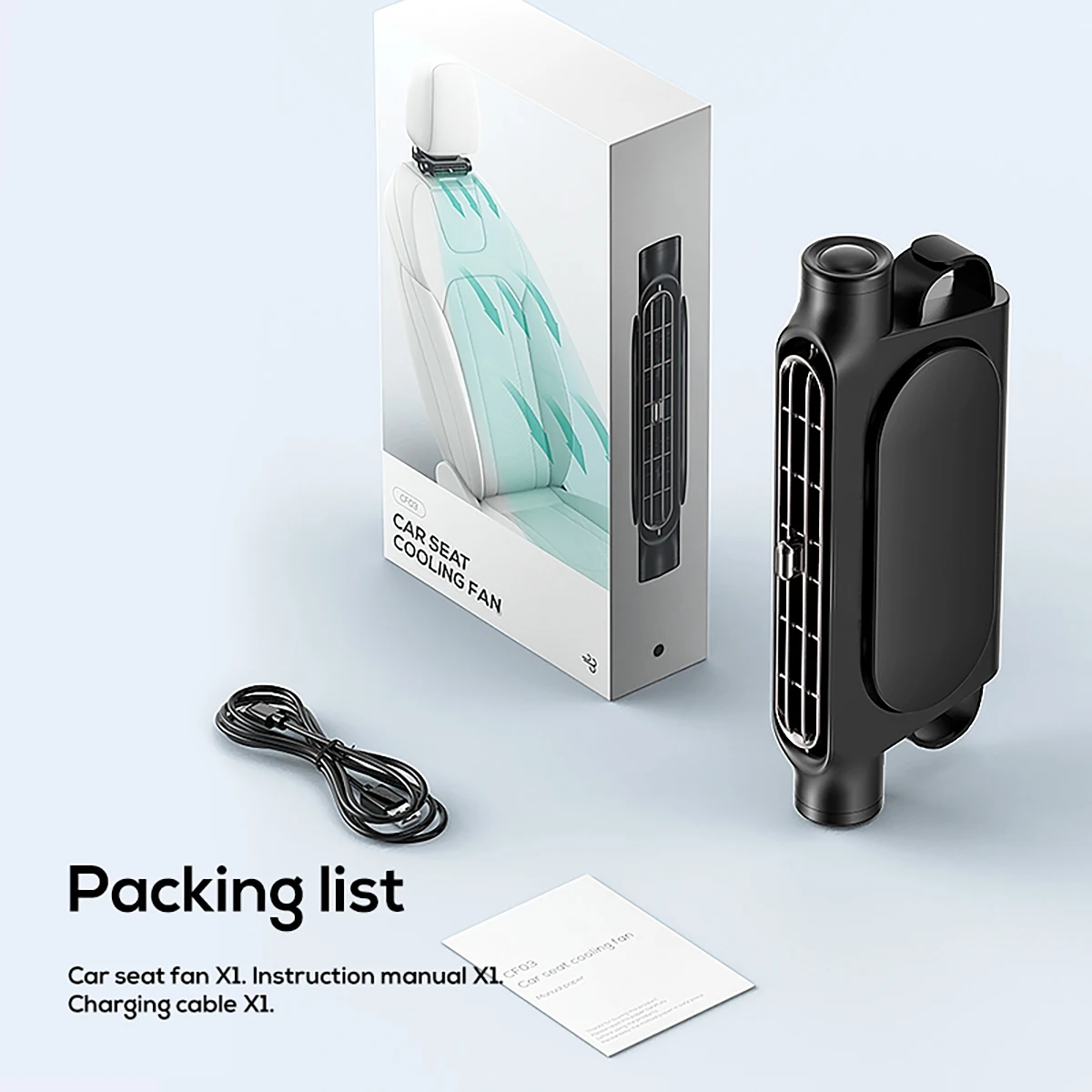 휴대용 자동차 시트 냉각 팬 자동차 뒷좌석 전동 팬 USB 전원 공급 팬 에어컨 자동차 내부 액세서리