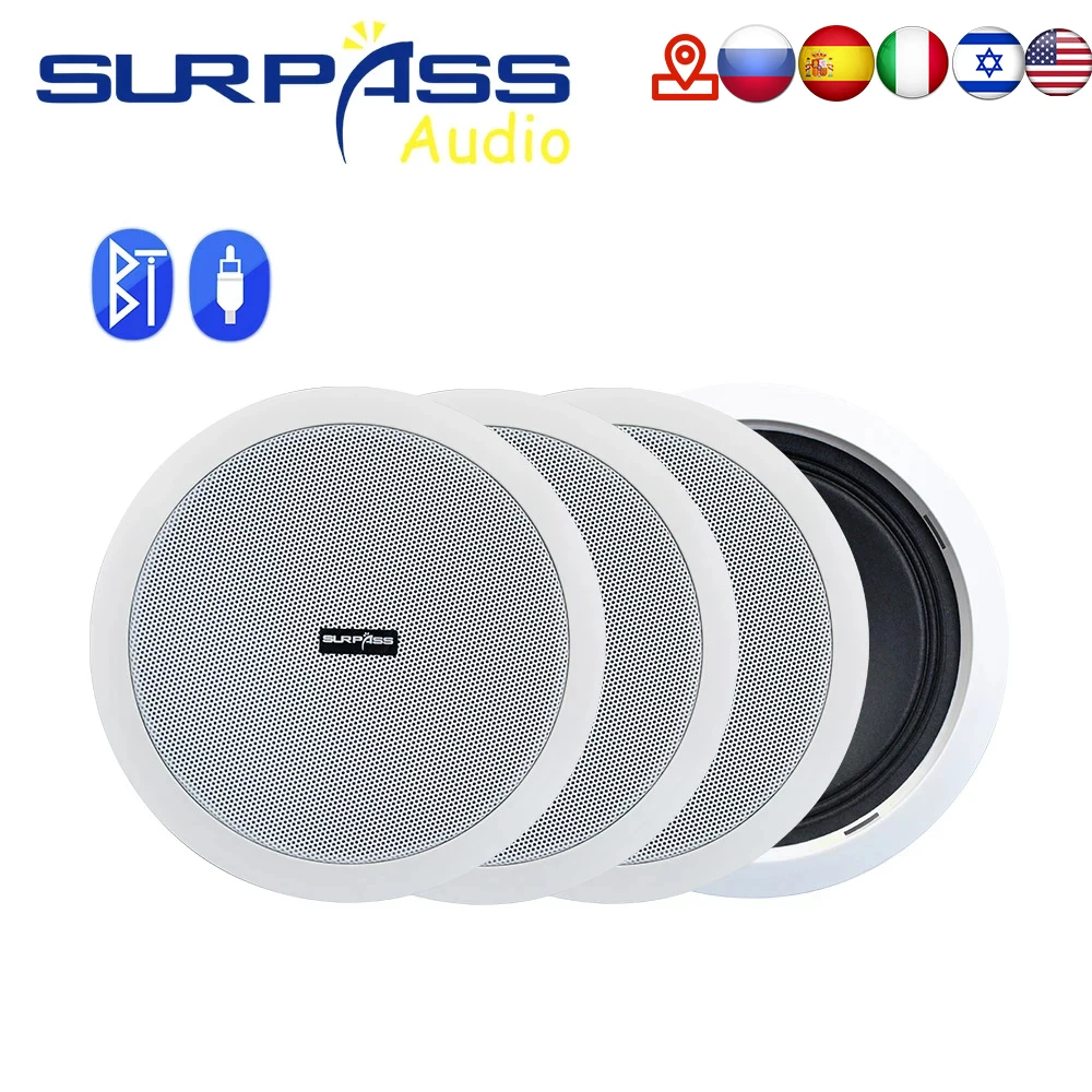 Wall Ceiling Speaker 4PCS Power Output Wall Mounted In-Ceiling Speakers Digital Smart Home Audio Loundspeaker Stereo Music Player Active Ceiling SPK
