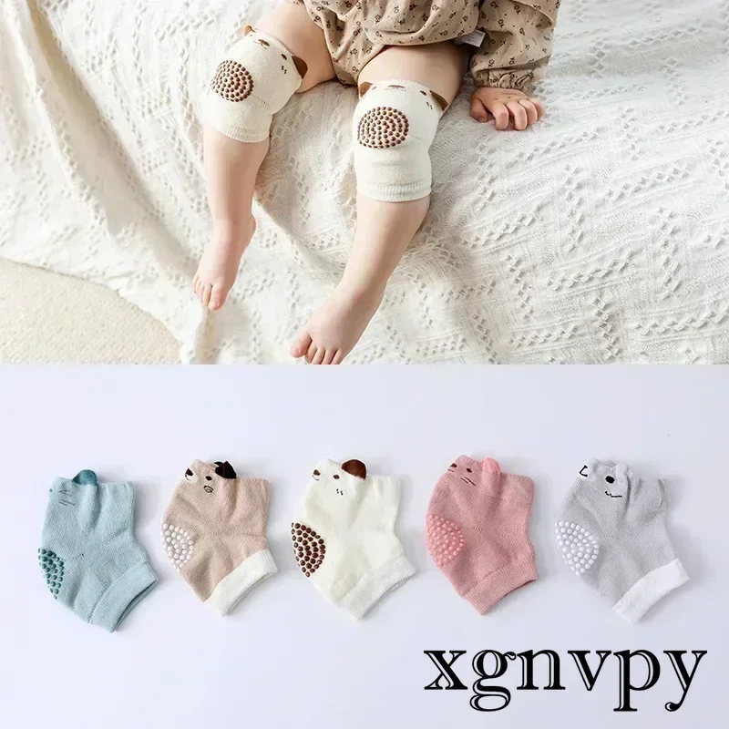 Xgnvpy Children's knee protector spring and summer baby wool socks point anti-slip and anti-fall crawling protective gear 1