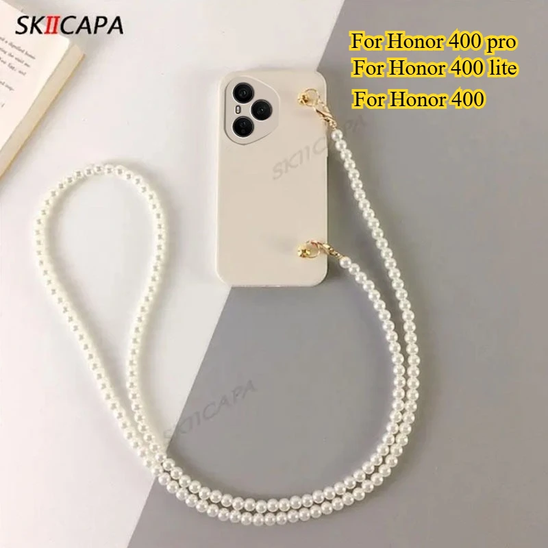 Luxury Pearl Crossbody Lanyard Chain Soft Case with Necklace Silicone TPU Cover