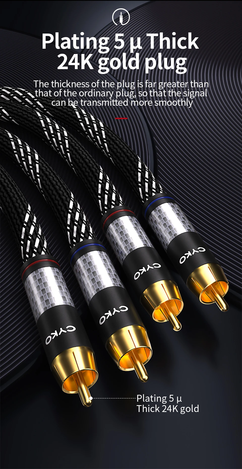 banhado a ouro, macho para macho, amplificador, tv box, 1 par