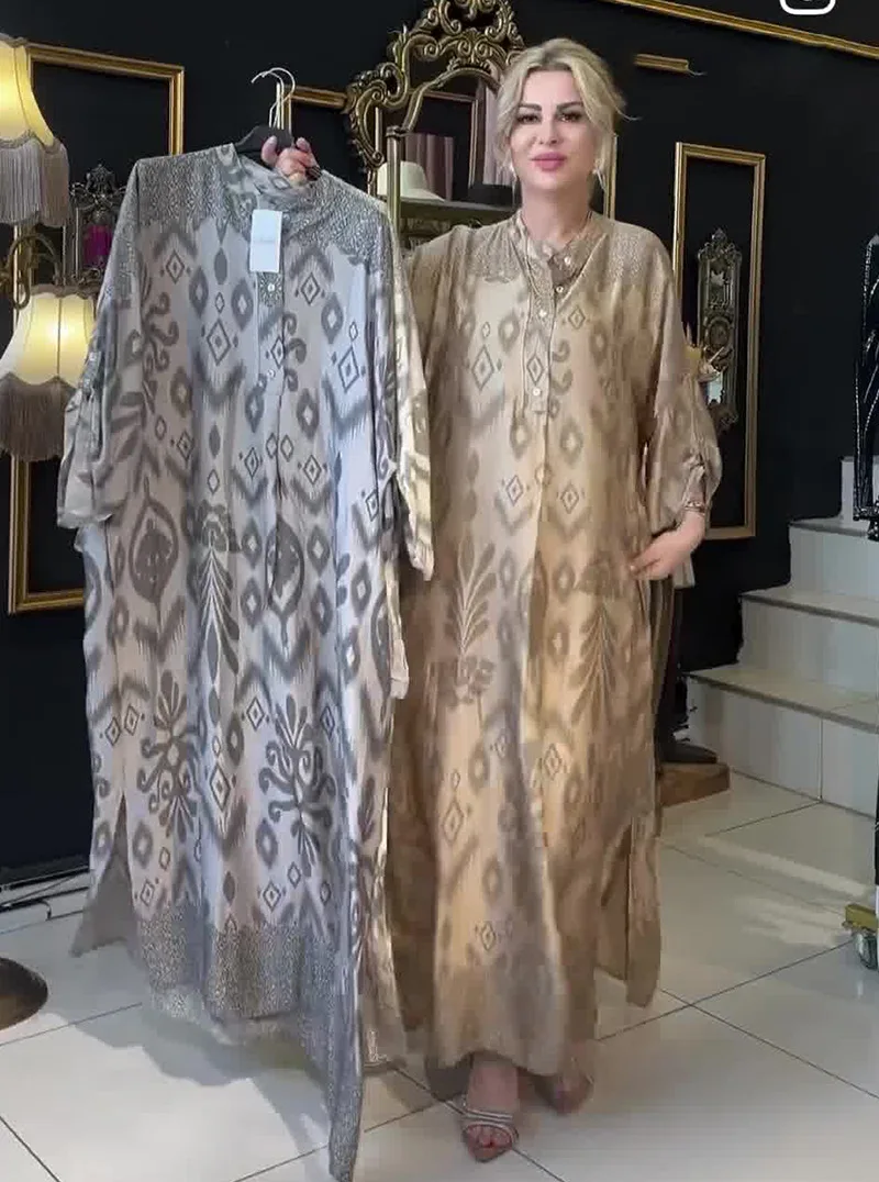 رمضان عيد المرأة المسلمة طباعة فستان جلابية العربية رداء طويل عباية دبي السعودية فيستدوس المغرب قفطان عبايات فساتين متواضعة