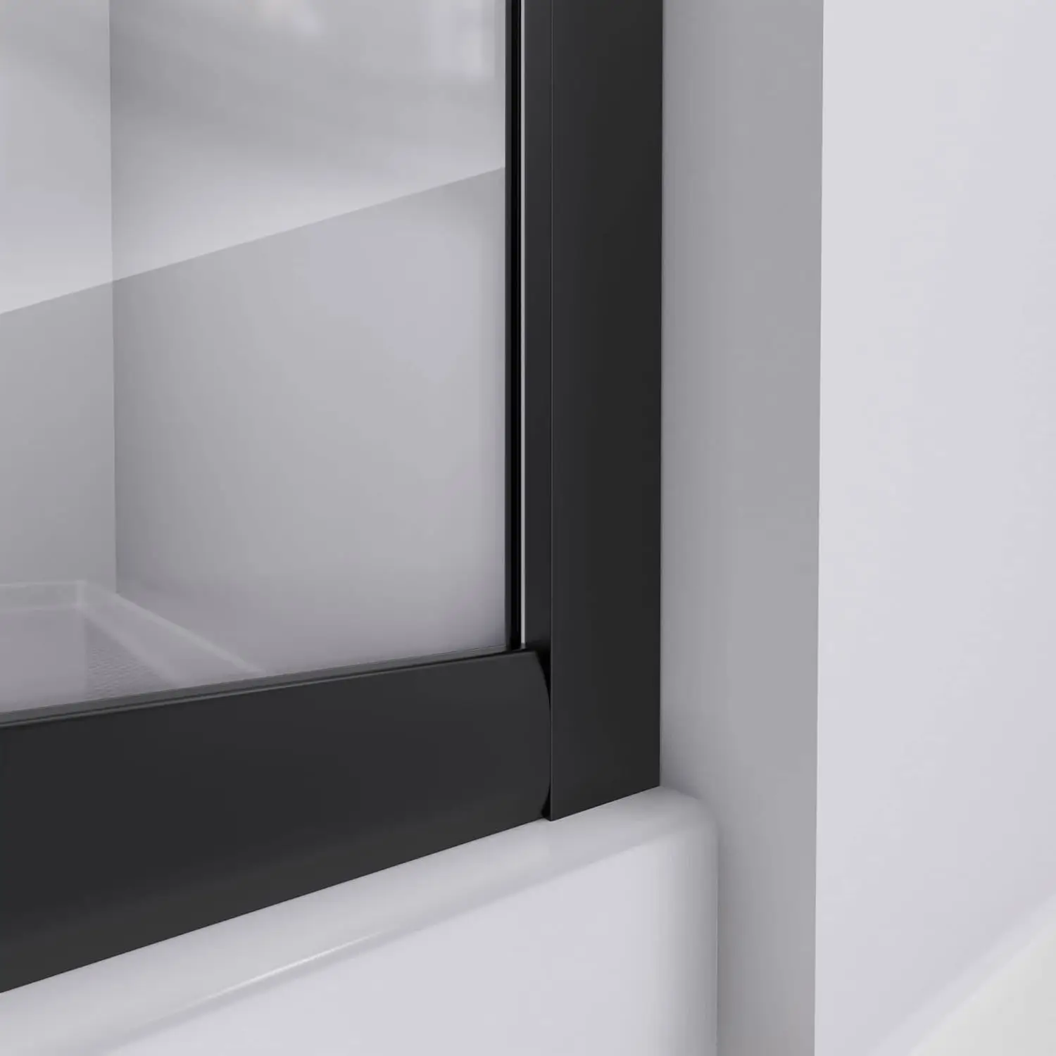 Semi Frameless Clear Glass Sliding Shower Enclosure in Brushed Nickel with White Base Kit Perfect for smaller spaces 3