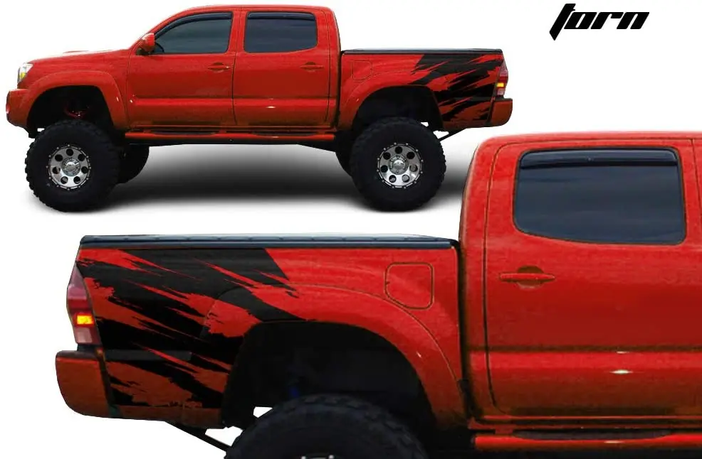 

Factory Crafts Torn Rear Quarter Panel Graphics Kit 3M Vinyl Decal Wrap Compatible with Toyota Tacoma 20052015 Matte Black
