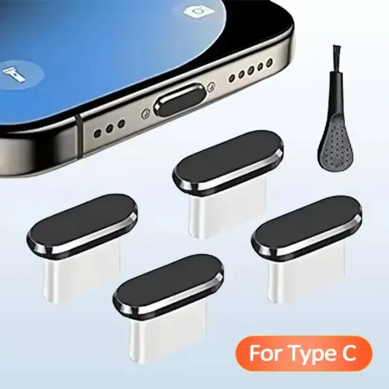 USB C Dust Plug Set with Cleaning Brush - Anti-Dust Charging Port Covers (4-Pack)