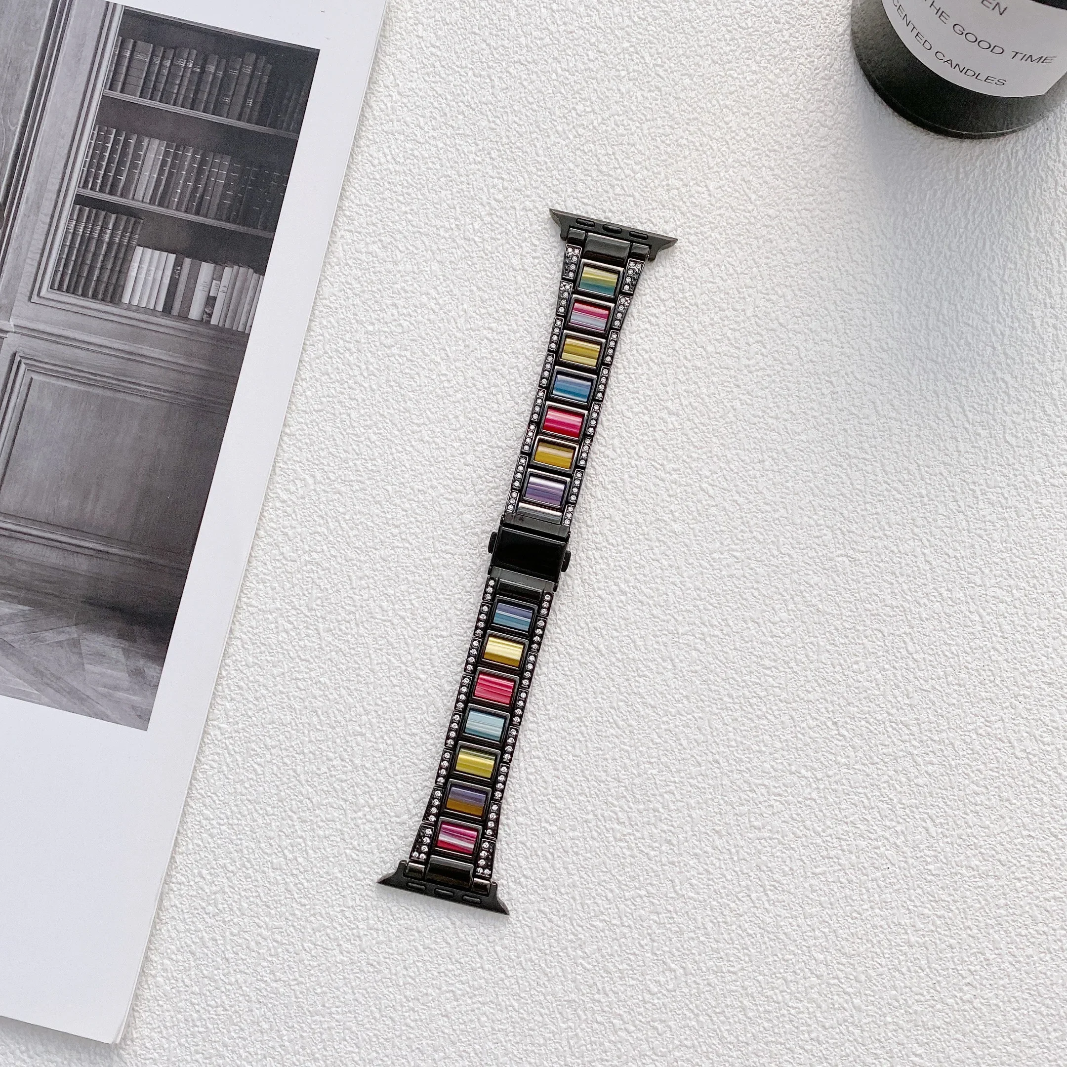 Metal+Resin Strap For Apple Watch 49mm 45mm 41mm 44mm 40mm 42mm Women Diamond Bracelet band iWatch Ultra/2 9 8 7 6 5 4 3 SE Belt