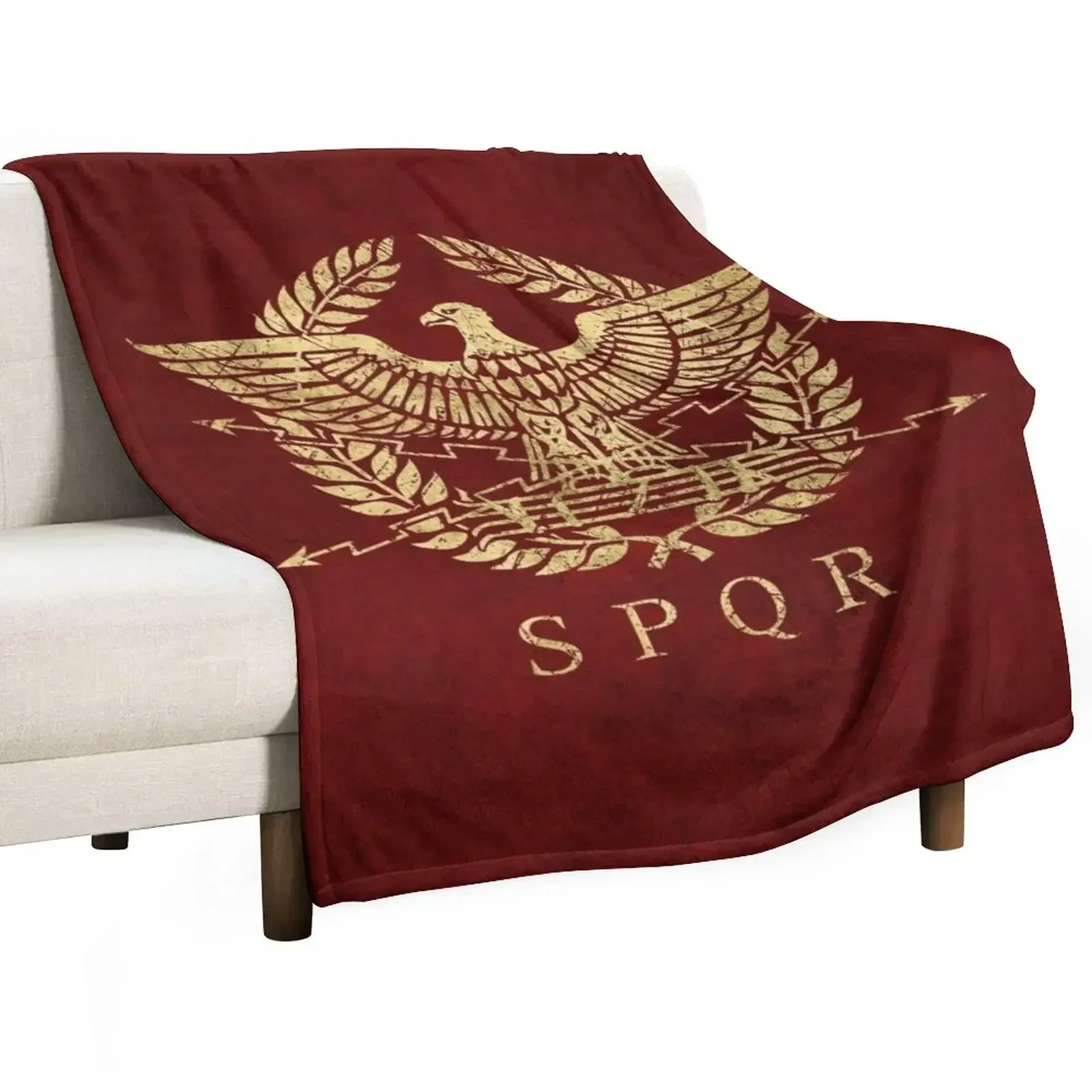 

Roman Empire Emblem - Vintage Gold Throw Blanket Thermals For Travel Soft Plaid Luxury Designer Moving Blankets
