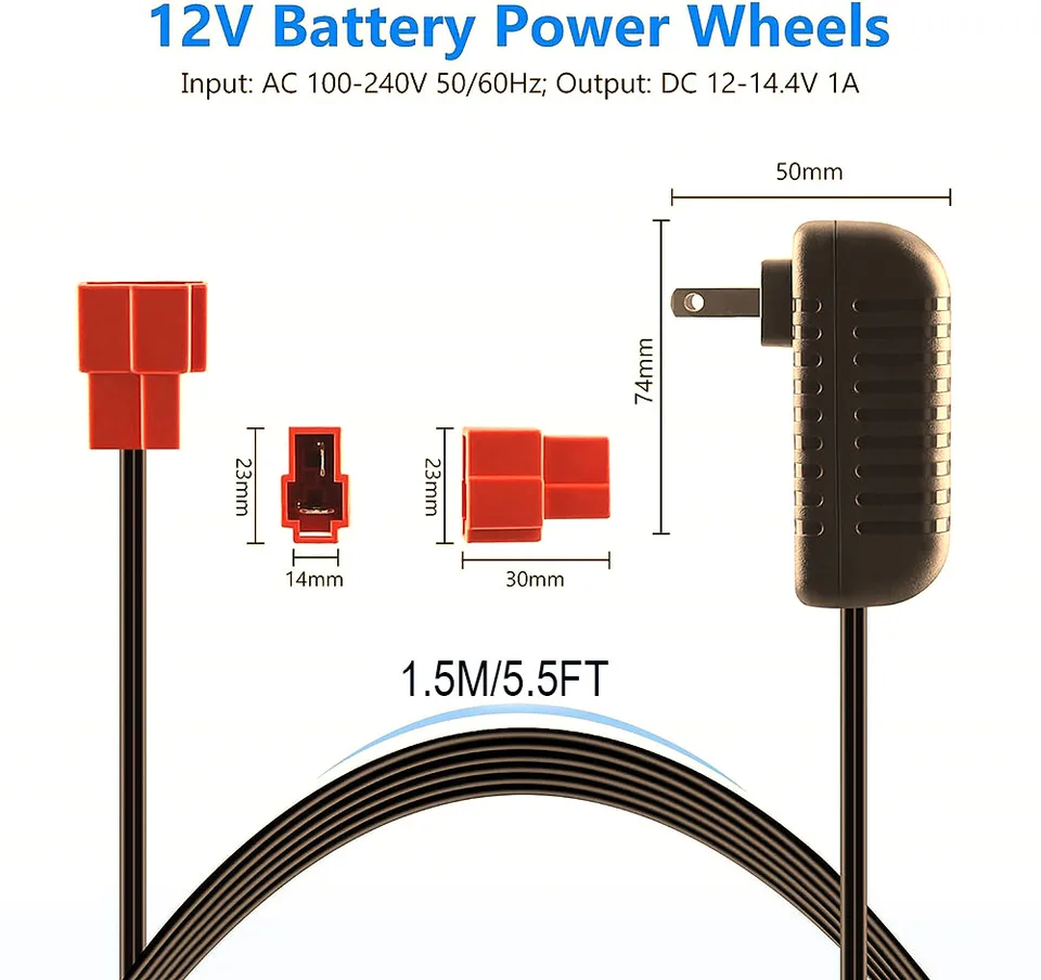Cargador Para Niños De 12v Y 1000mA, Coche De Juguete Para Niños, Cargador De Batería De 12 Voltios Para Montar En Juguet Con Enchufe Cuadrado Rojo - AliExprs 44