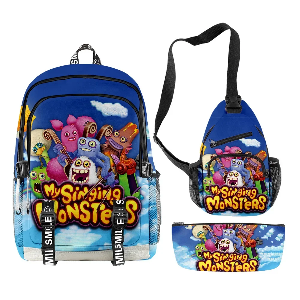 

Three-piece New Product My Singing Monsters Surrounding Monster Concert Student Schoolbag Backpack Pencil Bag Satchel