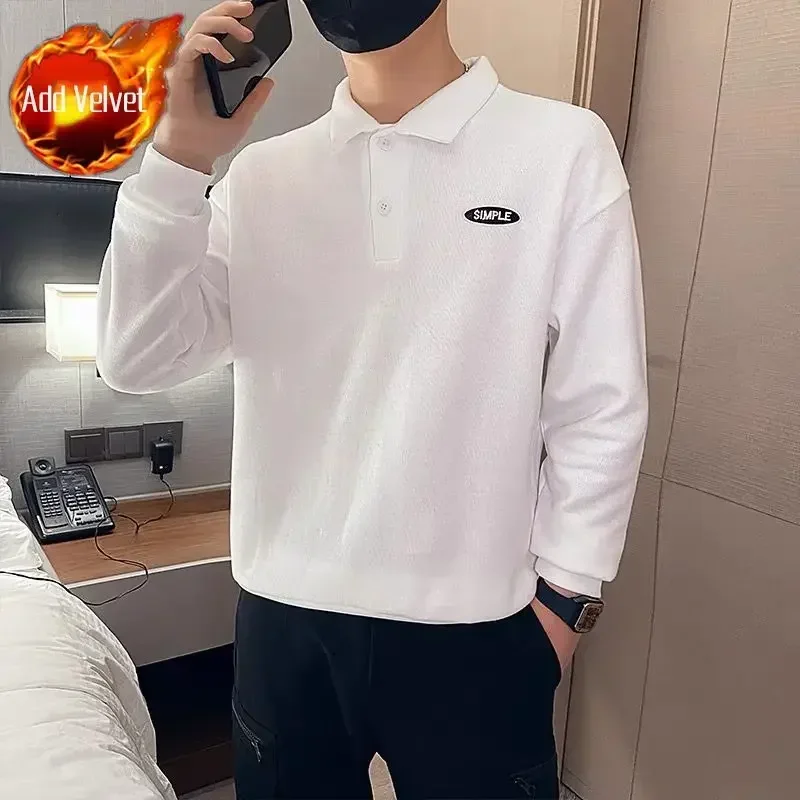 thumbnail image 1 of Ropa masculina Camisetas polo abotonadas para hombre Camisetas blancas Sudaderas Venta de camisetas Talla S Nuevas Manga larga a granel Una pieza Citas largas F, 1 of 5