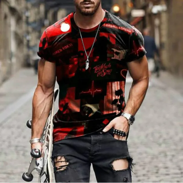 Summer Men's Fashion Street Versatile Top 3D Knights Templar Print T-Shirt Casual Round Neck Fitness Shirt S1090