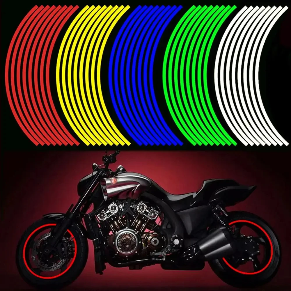 Pegatina Azul Cinta Reflectante Llanta Neumático Coche Tira Advertencia Seguridad Rueda Moto Bici