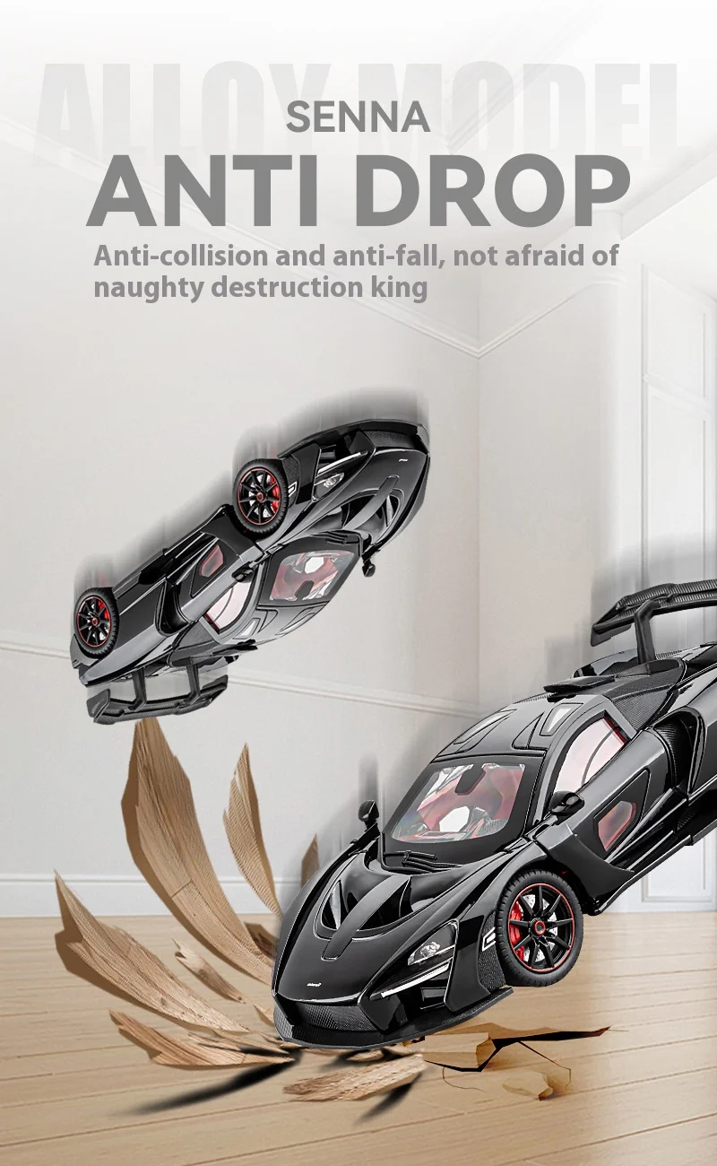 1:24 Mclaren Senna Super Sports Mini Gt Alloy Diecast Model Vehicle Simulation Sound &Amp; Light Birthday Gifts Box For Boyfriend