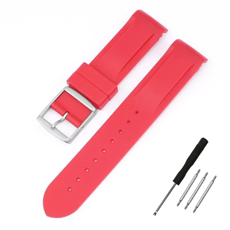 20mm Curved End Waterproof Rubber Sports Watch Strap