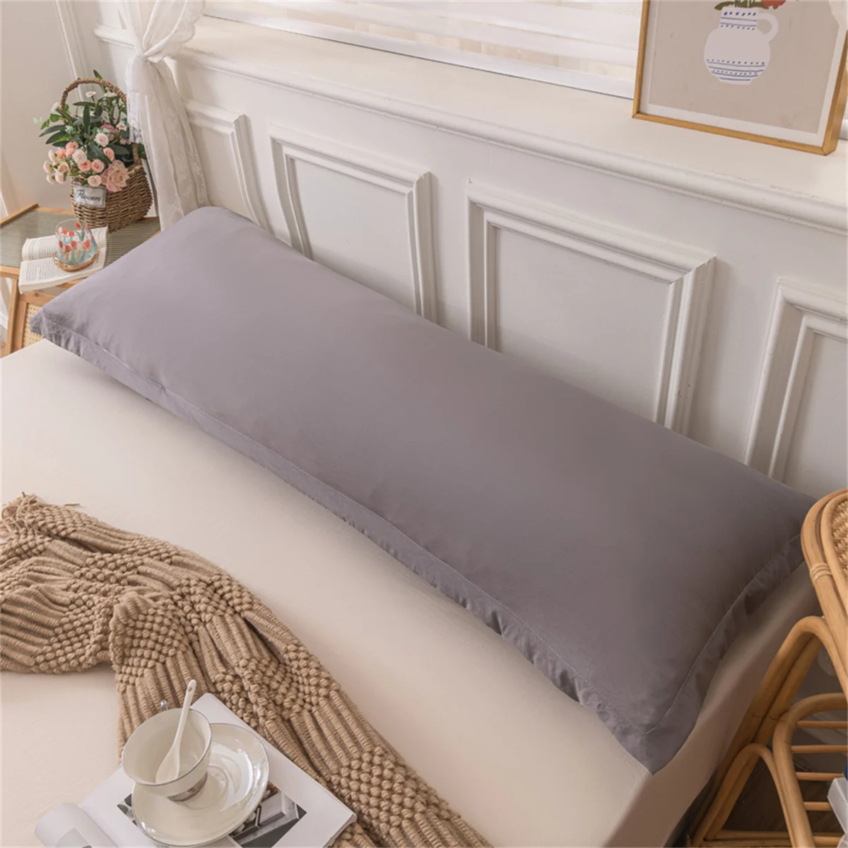 

Soft Pillow Cover 1pc Long Pillow Case Children and Adult Flowers Home Stitching Lattice Decorative Cushions Covers Student