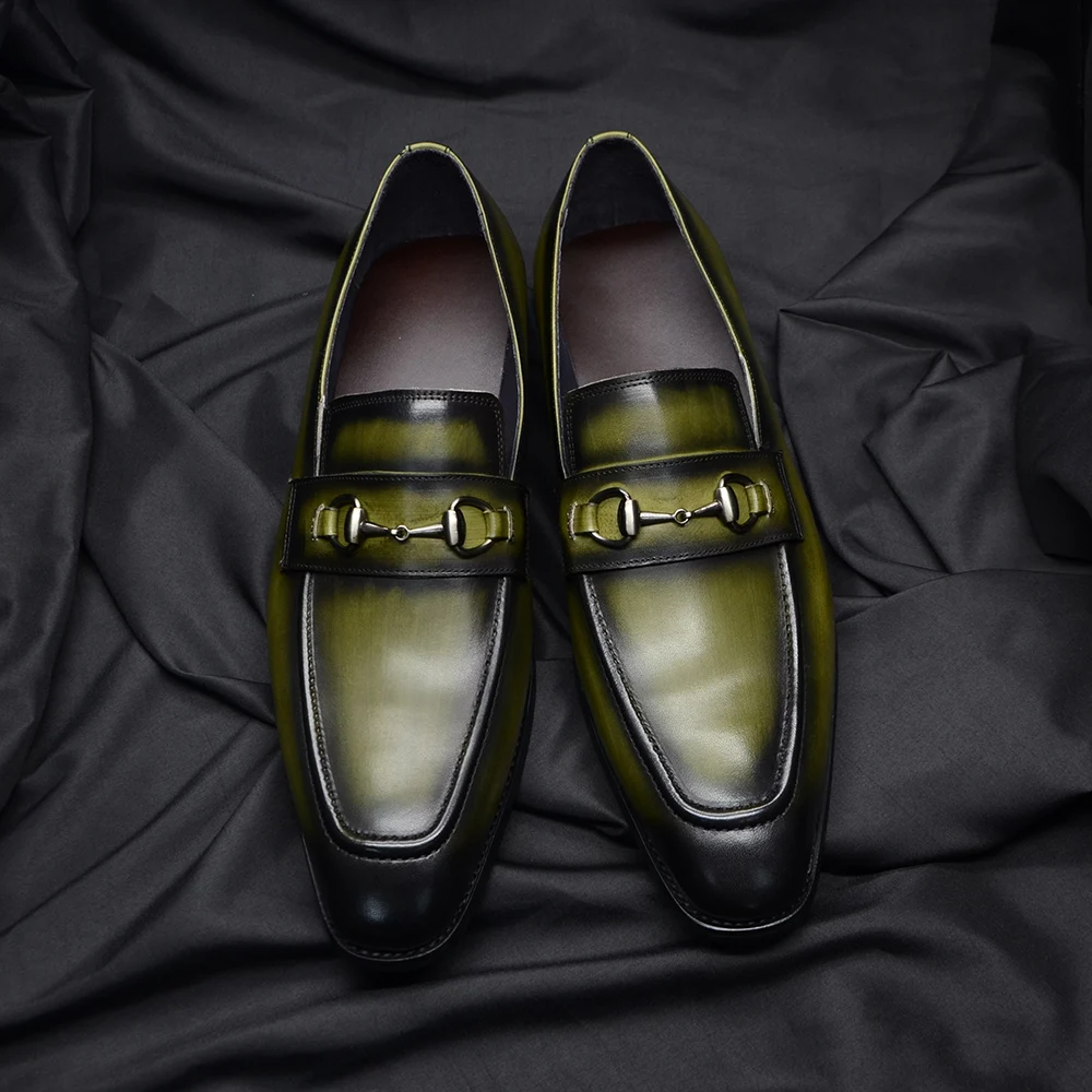 Classic European Style Plain Toe Loafer Shoes Front Profile