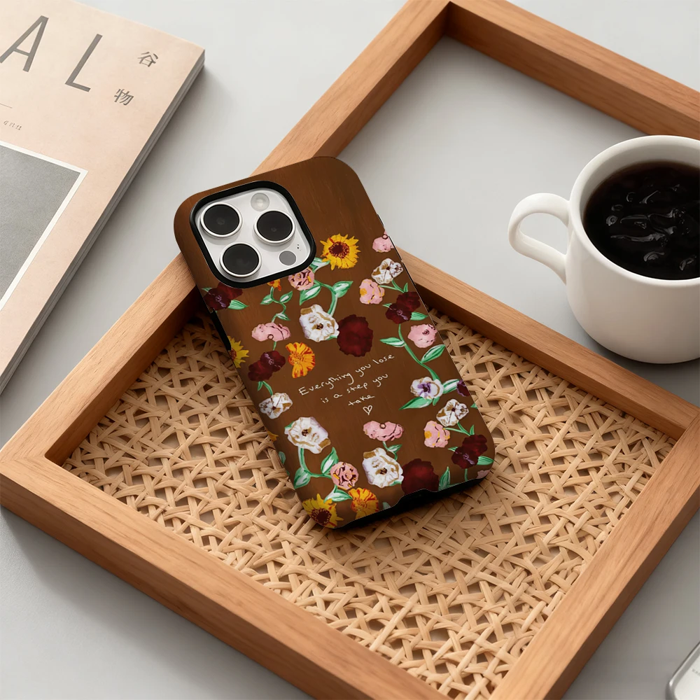 Bohemian Florals Double-Layer Back Phone Case - Must-Have Accessory