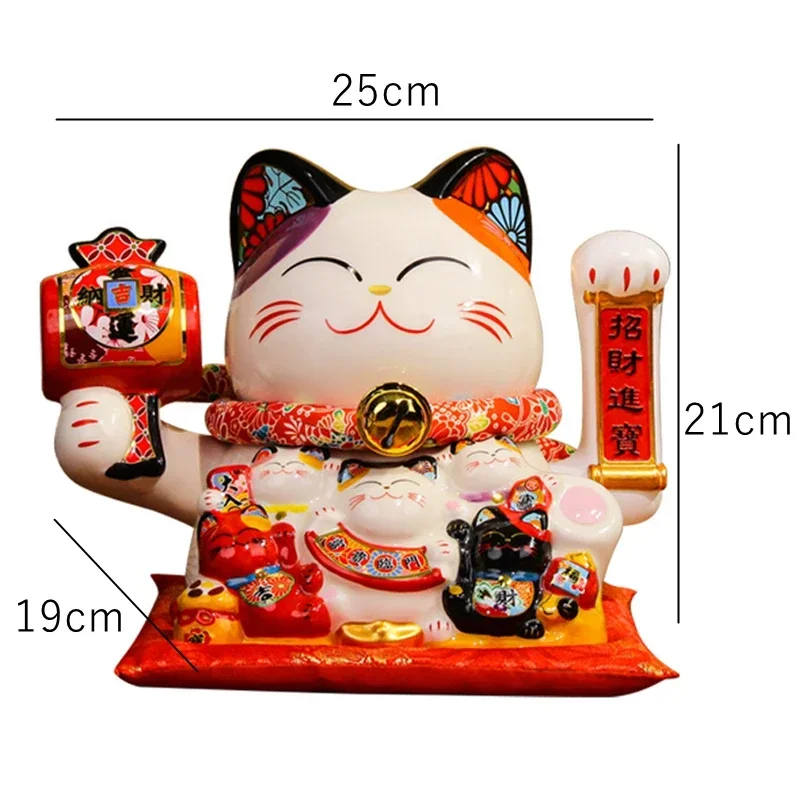 

8,2 дюймовая керамическая счастливая фотография, веселая кошка с подвижной ручкой, фарфоровая статуэтка, декоративная статуэтка