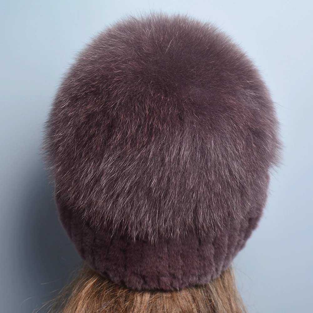 Russia Lady Winter Real Fur Hat Women Warm Knitted Genuine Rex Rabbit Fur Hat Top Natural Fox Bomber Caps Rex Rabbit Cap fur hat winter hat