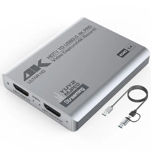 USB 3.0 4K HDTV Video Capture Card with Loop-Out 1080P 60FPS Audio Video Capture for PS5, Switch, Xbox ,Camera, PC, OBS