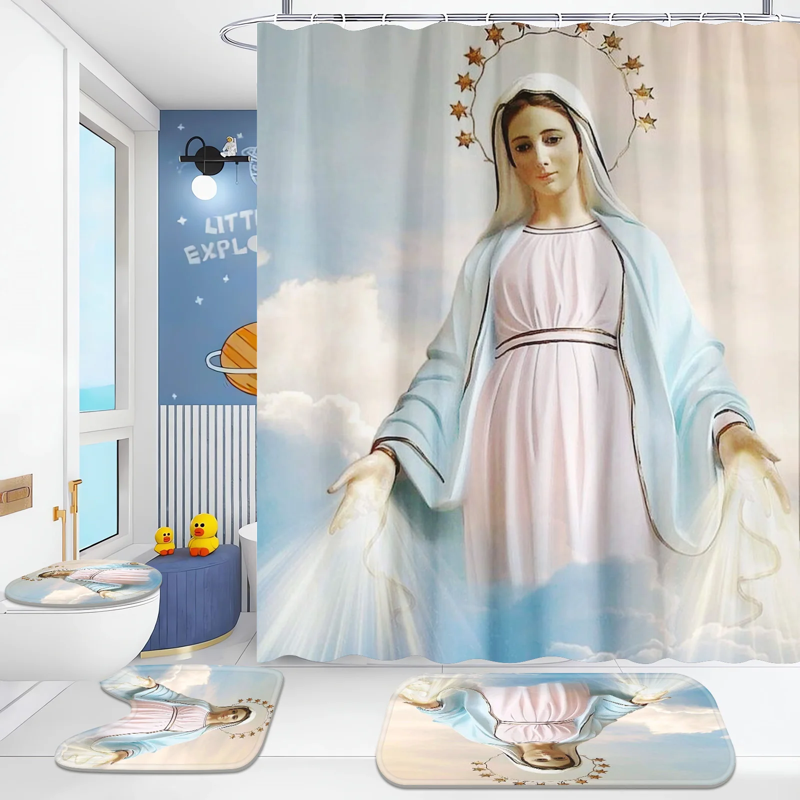 

4 шт., занавески для душа с изображением Иисуса