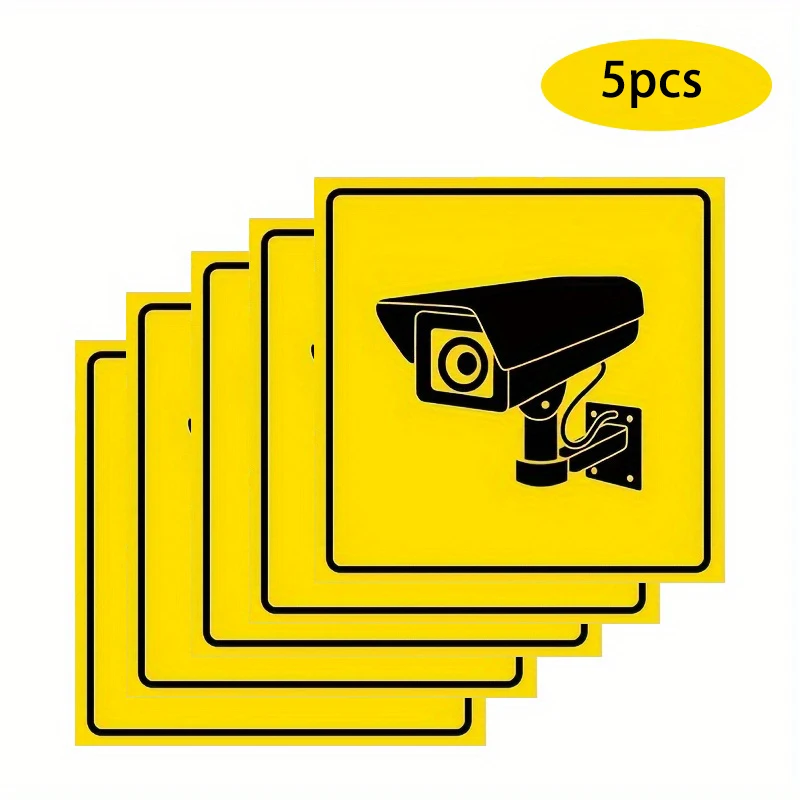 Surveillance Camera Pattern Warning Stickers - Prevent Item Loss, Set of 5