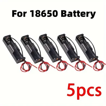5 pz 18650 Custodie per Power Bank 1X 3.6 V-4.2 V 18650 Supporto per batteria Scatola di immagazzinaggio Custodia 1 Slot Contenitore per batteria con cavo