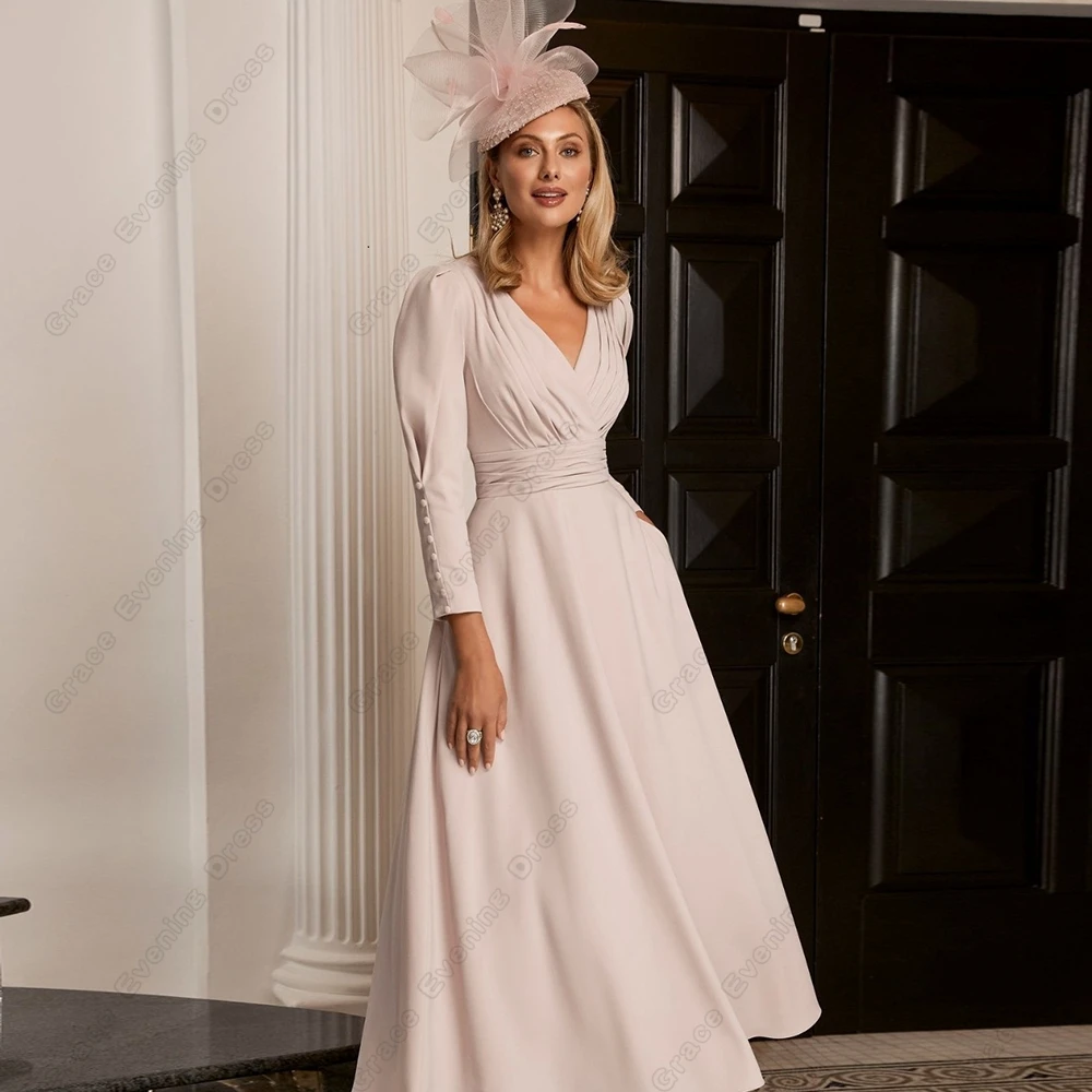 

Strapless Civil Mother of Bride Dresses for Women 2023 New Full Sleeve Wedding Party Gown Pleat Summer 2023 Vestido De Noche
