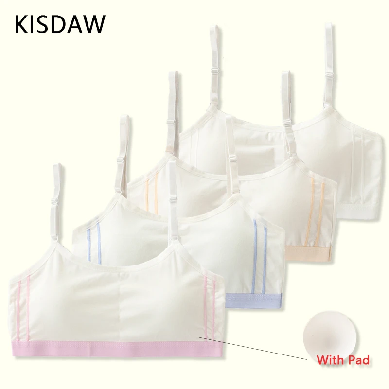 4 Pcs/Lot Girl Underwears Cotton Girls Bra Sponge Cup Puberty Girls Training Bras Breathable Young Girl Brassiere Fille