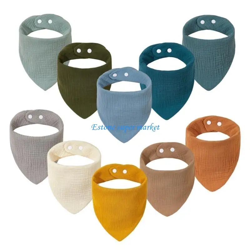 090B סינרי כותנה סופגים לתינוקות 10 חלקים לתינוקות להאכלה ובקיעת שיניים של יילוד