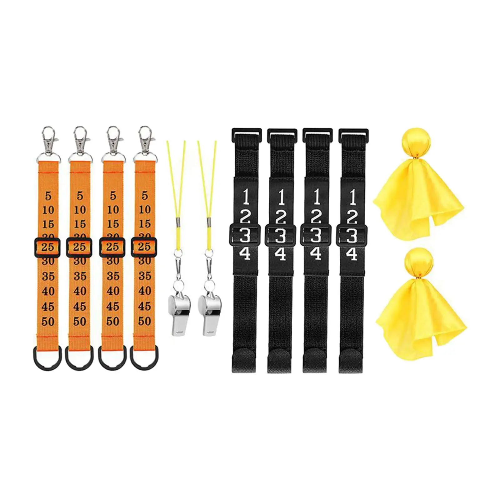 

Football Referee Chain Clips Football Down Indicator 12Pcs/Set Penalty Flag and Whistle Sliding Side Clip Football Yard Markers