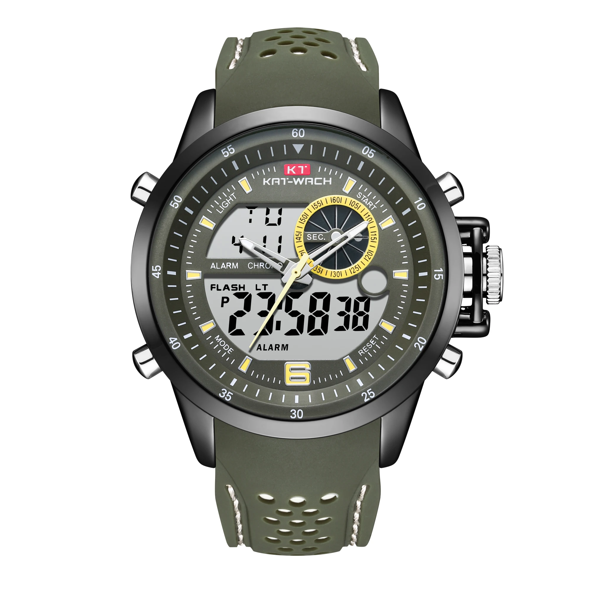 KAT-WACH men's multi-color silicone belt quartz watch luminous waterproof alarm clock led light