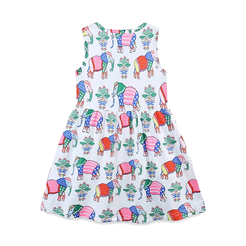 Children's Clothing Kids Clothes Baby Girls 2025 Summer New Cartoon Elephants Dresses 3-8Years