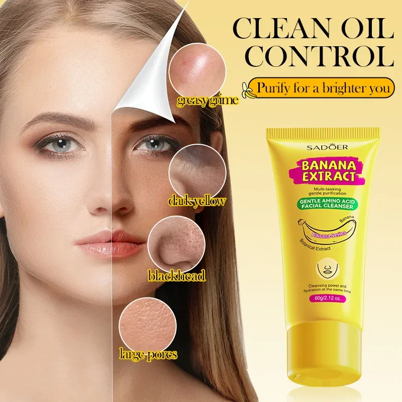 Amino Acid Cleansing Moisturizing Face Wash Oil Control Pore Shrinking Deep Clean Whitening Skin Care Banana Face Wash 5